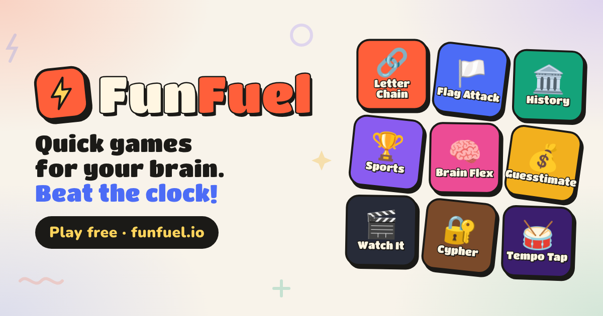 FunFuel · Free daily word, trivia and party games cover